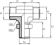 Branch Tee bulkhead adaptor male ORFS - male ORFS