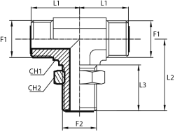 Branch Tee bulkhead adaptor male ORFS - male ORFS