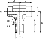 Branch Tee bulkhead adaptor male ORFS - male ORFS