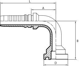 90° Flange 6000 PSI (one-piece) long drop - INTERLOCK