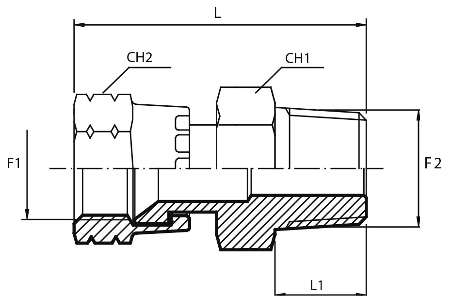 Adaptor swivel female JIC - male BSPT