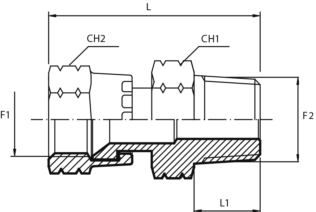 Adaptor swivel female JIC - male NPT