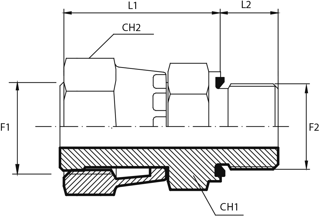 Adaptor female ORFS - male BSPP form E