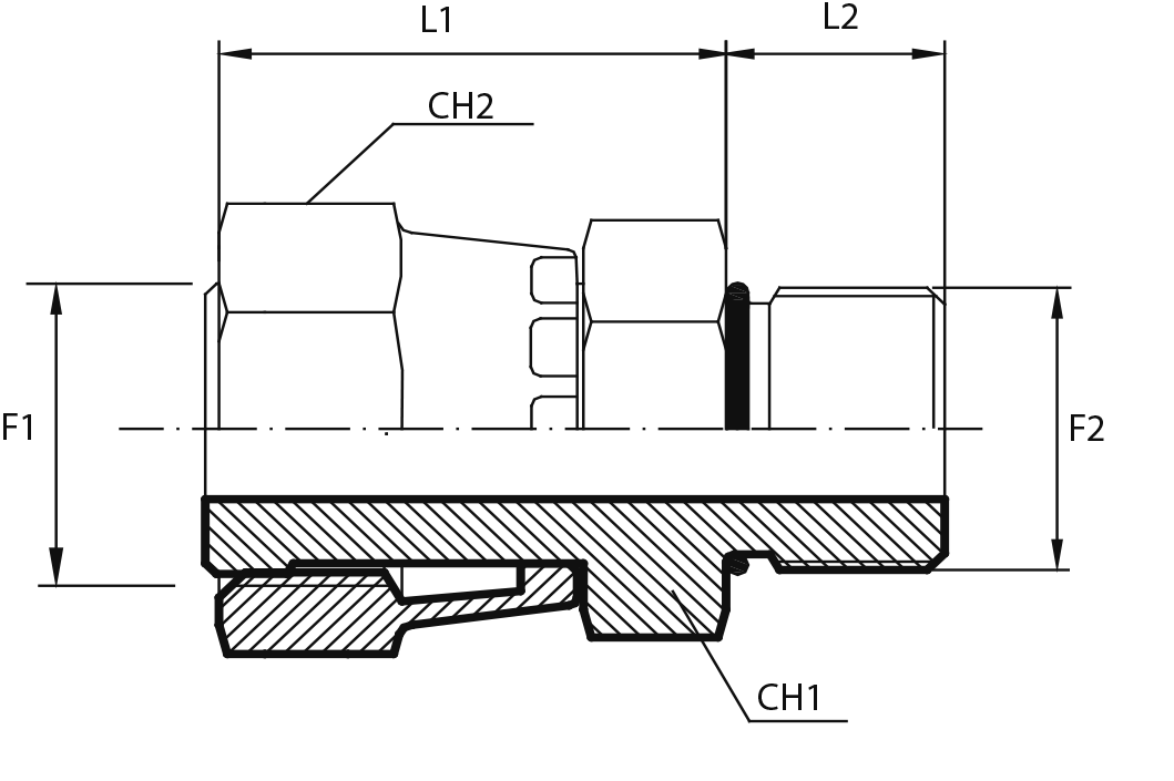 Adaptor female ORFS - male UNF