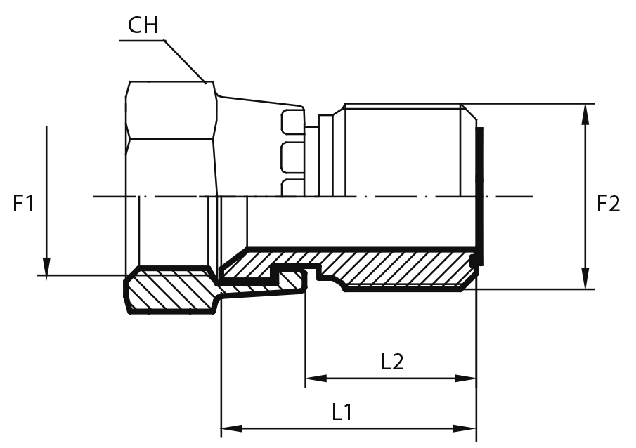 Adaptor swivel female ORFS - male ORFS