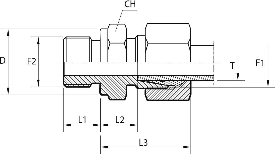 Male stud coupling form B DIN 3852