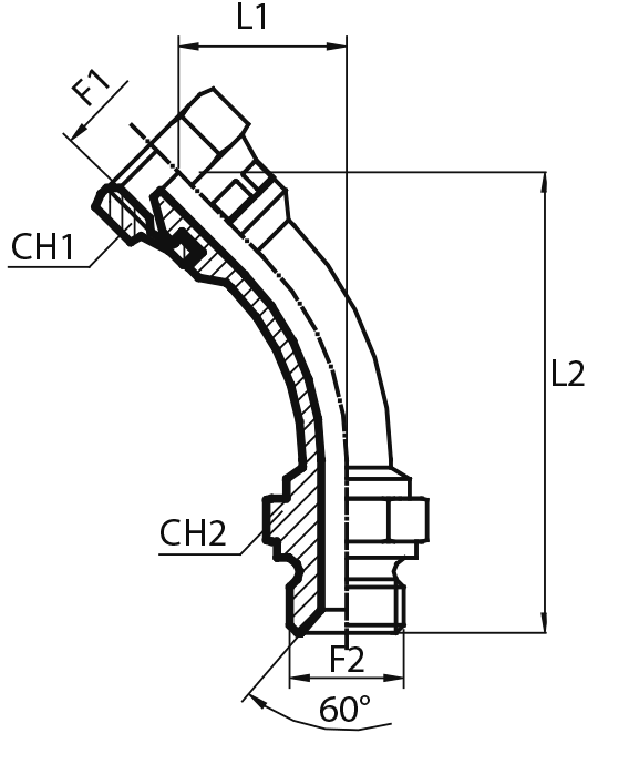 45° Adaptor male BSPP - swivel female BSPP