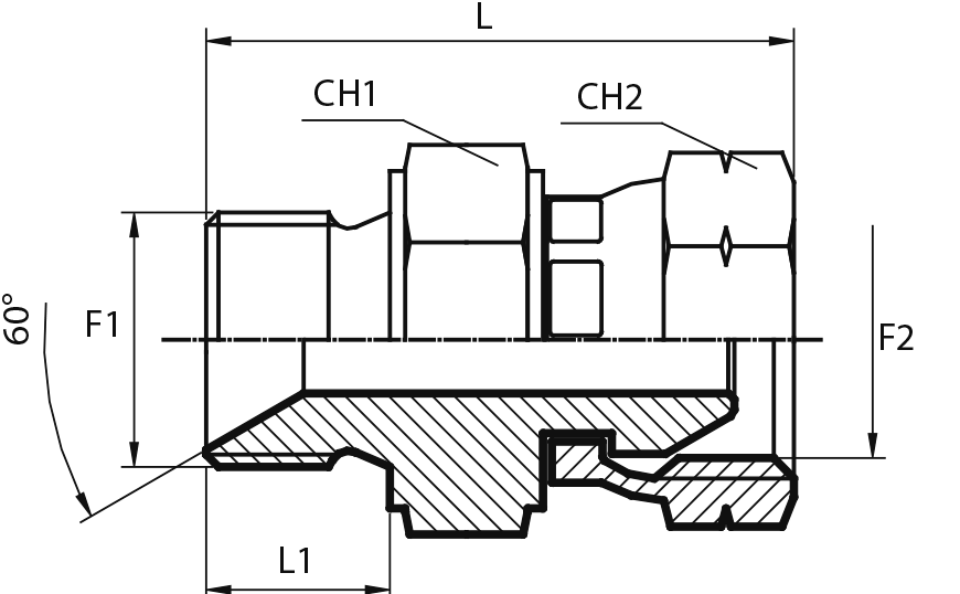 Adaptor male BSPP - metric swivel female