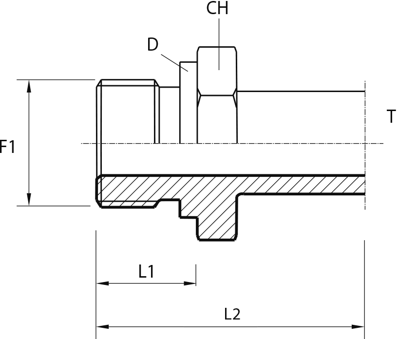 Stud standpipe adapter form B DIN 3852