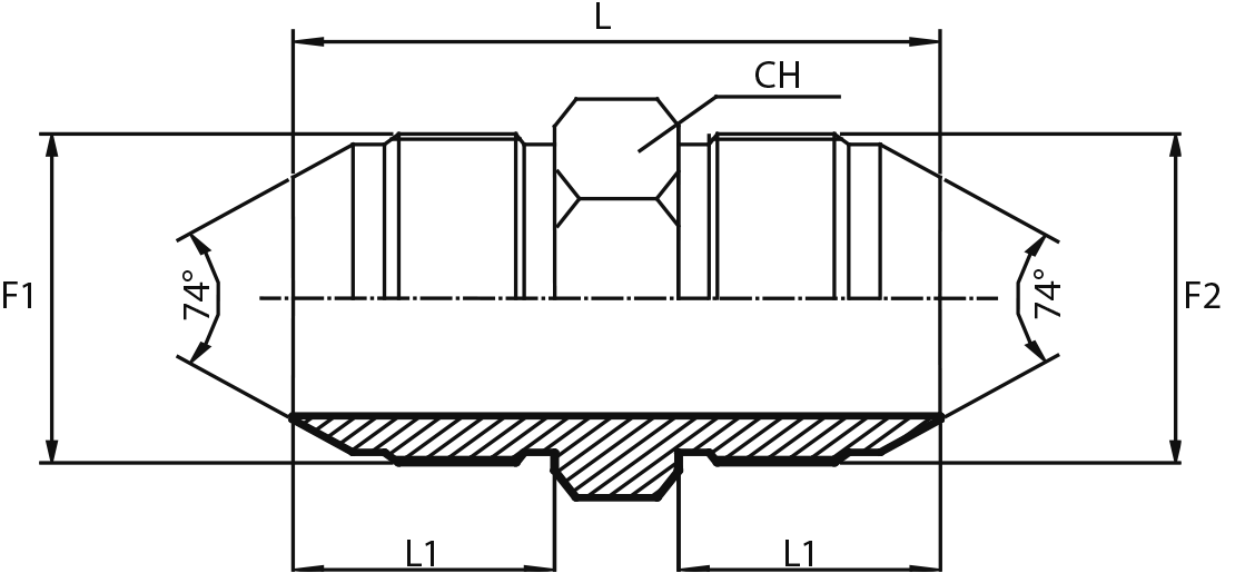 Adaptor male JIC - male JIC