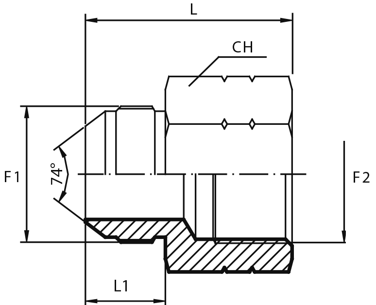 Adaptor male JIC - fixed female NPT