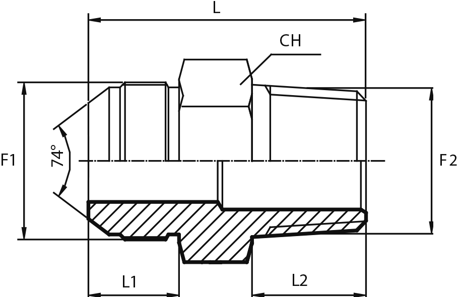 Adaptor male JIC - male BSPT