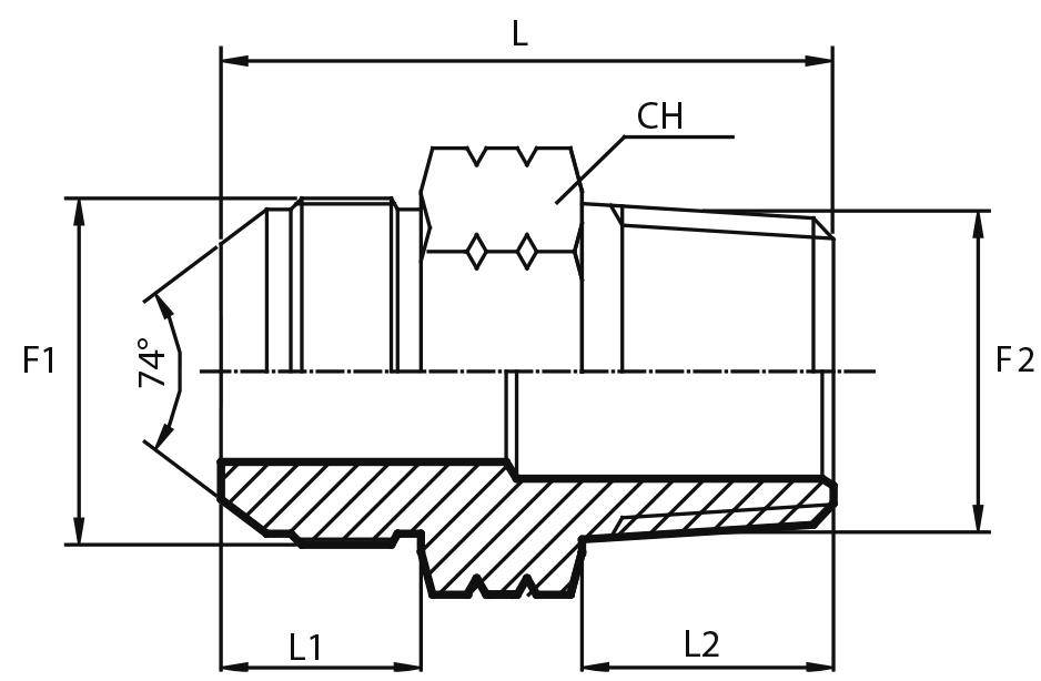 Adaptor male JIC - male NPT