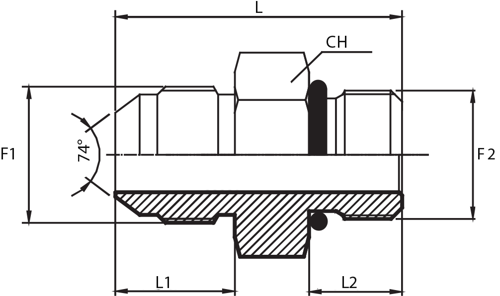 Adaptor male JIC - male UNF