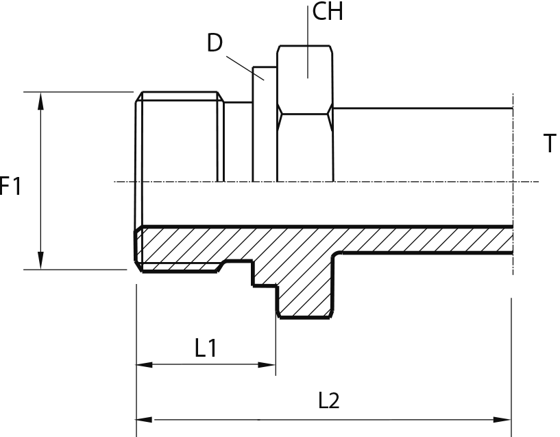 Stud standpipe adapter form B DIN 3852