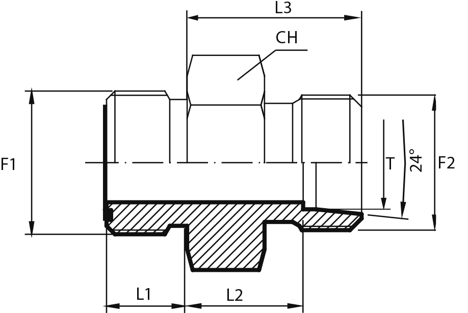 Adaptor male ORFS - male DIN