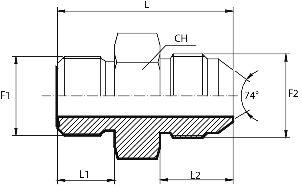 Adaptor male ORFS - male JIC