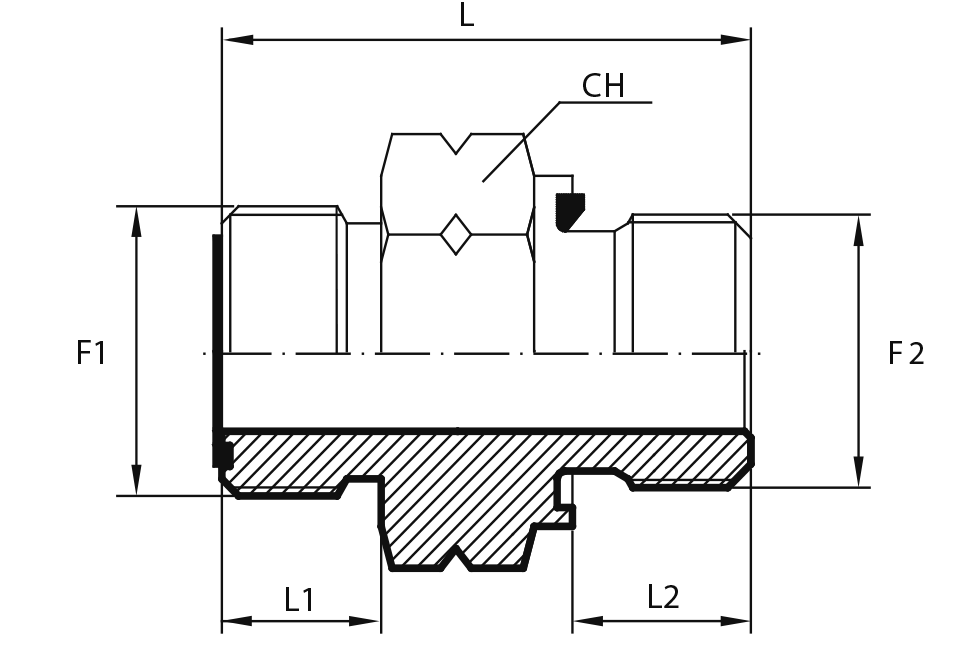 Adaptor male ORFS - metric male form E