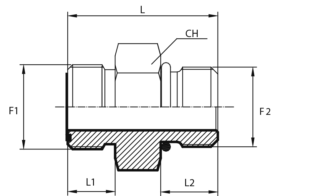 Adaptor male ORFS - metric male