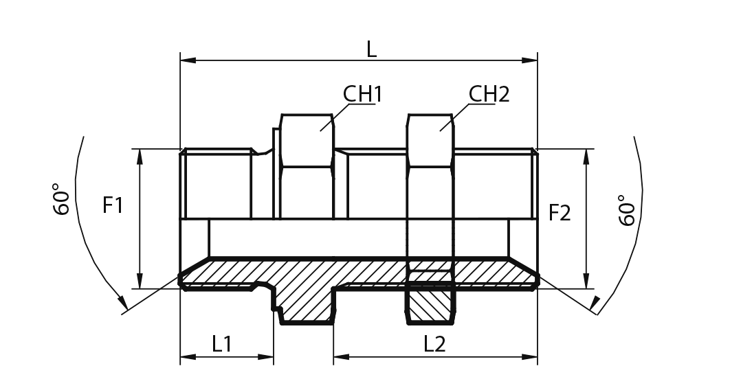 Straight bulkhead adaptor BSPP