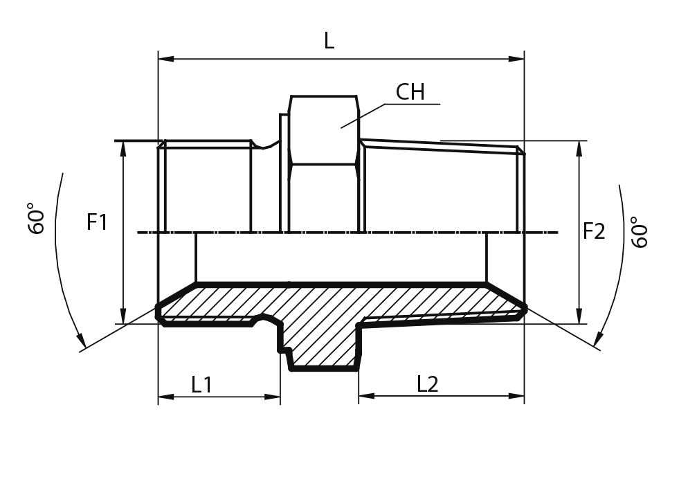 Adaptor male BSPP - male BSPT