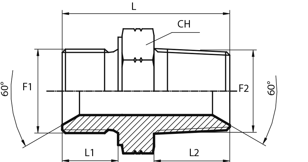 Adaptor male BSPP - male NPT