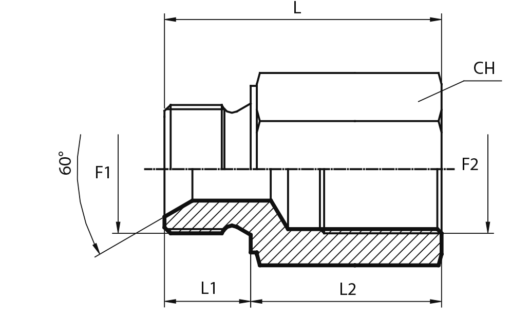 Adaptor male BSPP - fixed female BSPP