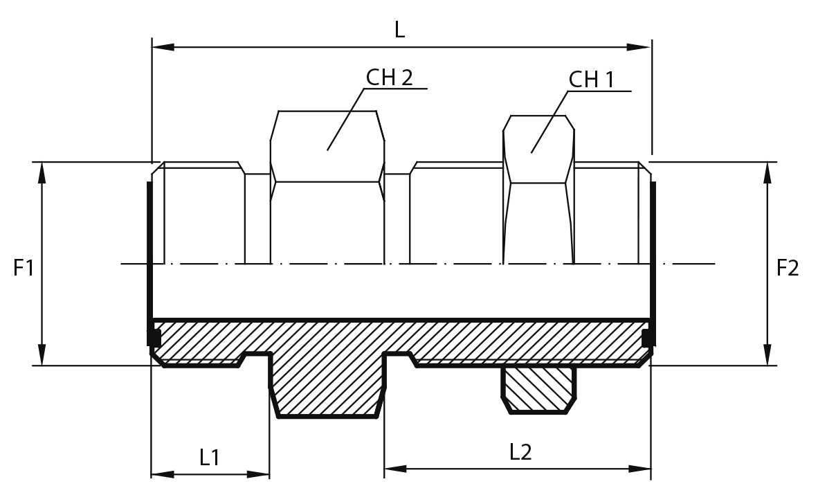 Straight bulkhead adaptor male ORFS - female NPT