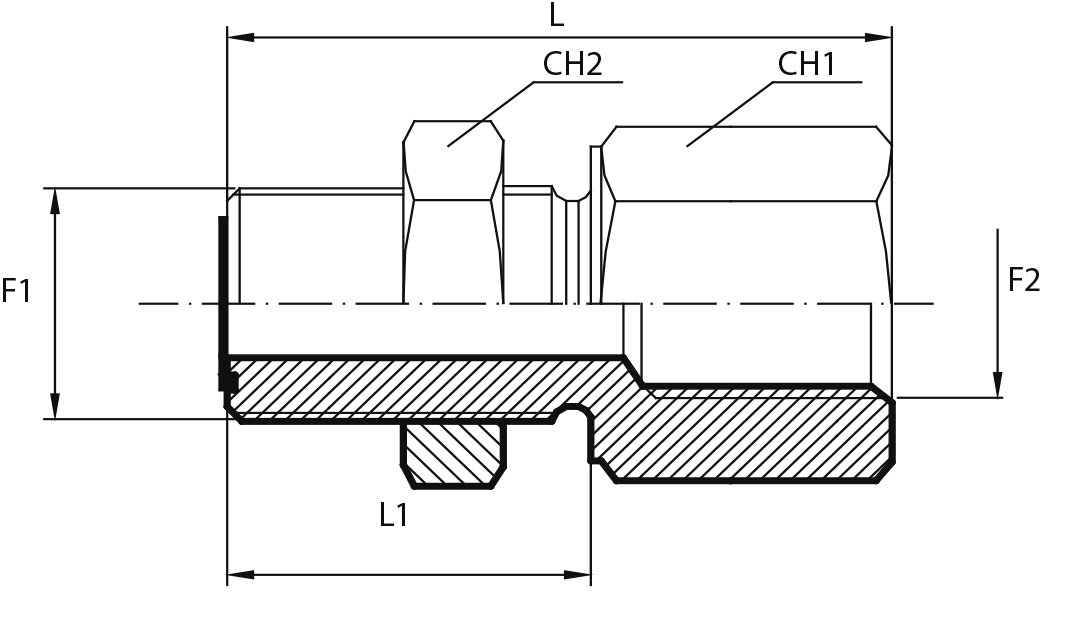 Straight bulkhead adaptor male ORFS - female NPT