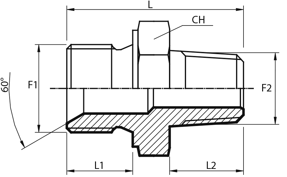 Reducing Adaptor male BSPP - male BSPT