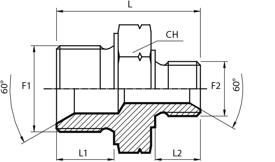 Reducing Adaptor male BSPP - metric male