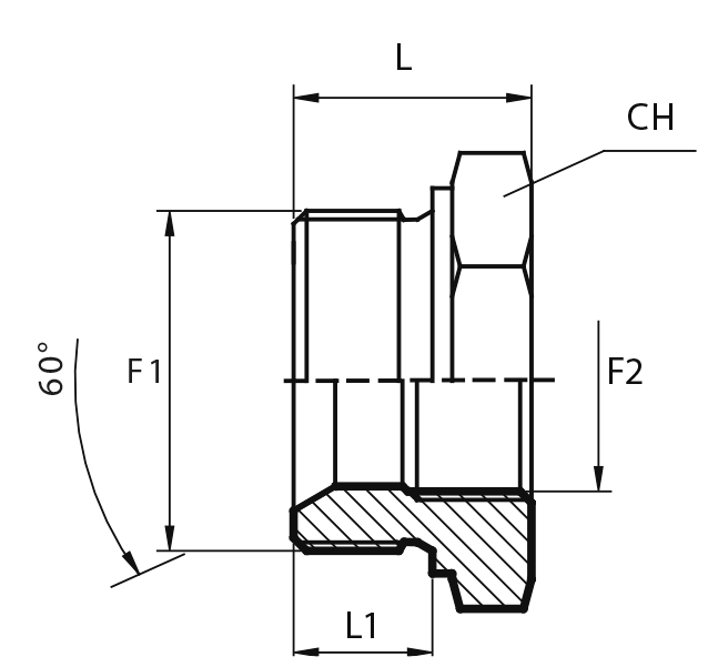 Reducing plug male BSPP - fixed female BSPP