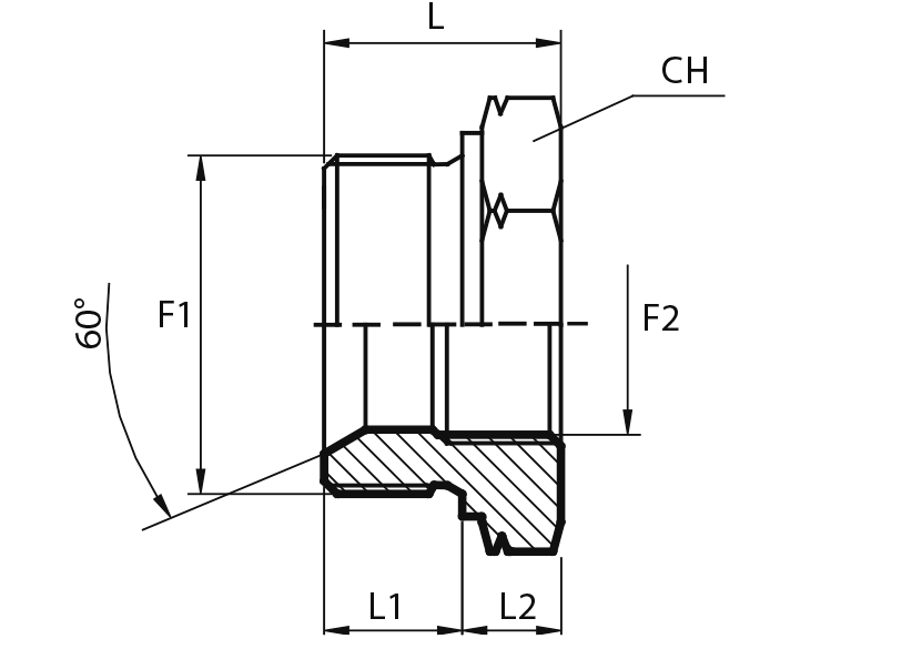 Reducing plug metric male - fixed female BSPP