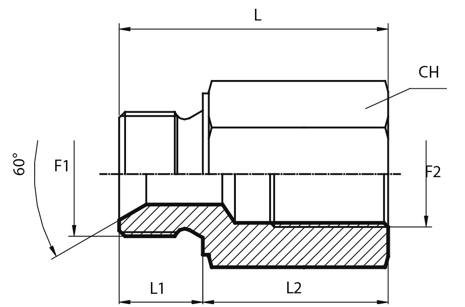 Reducing Adaptor male BSPP - fixed female BSPP