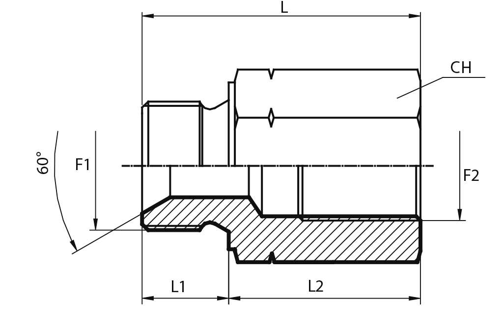 Reducing Adaptor metric male - fixed female BSPP