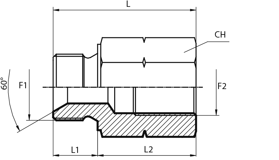 Reducing Adaptor metric male - fixed metric female