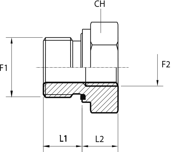 Male-female stud adapter packing ring