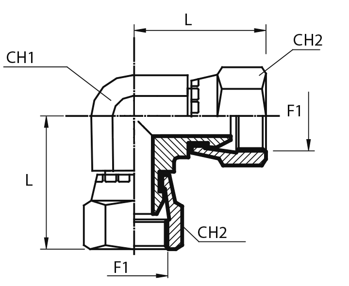 90° metric swivel female Adaptor