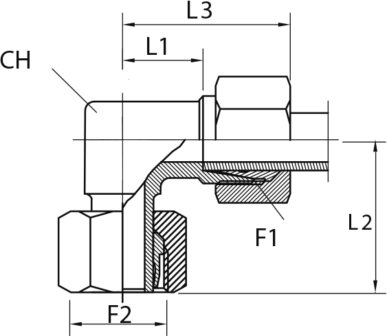 Angular rotary fitting