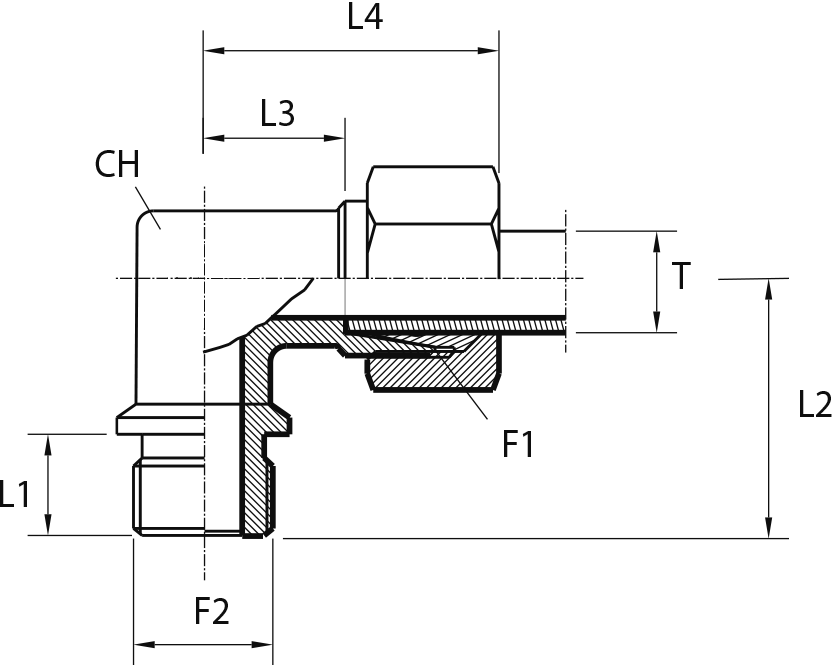 Stud elbow form B DIN 3852