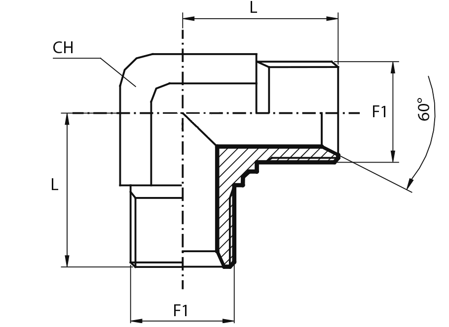 90° Adaptor BSPP male - BSPP male