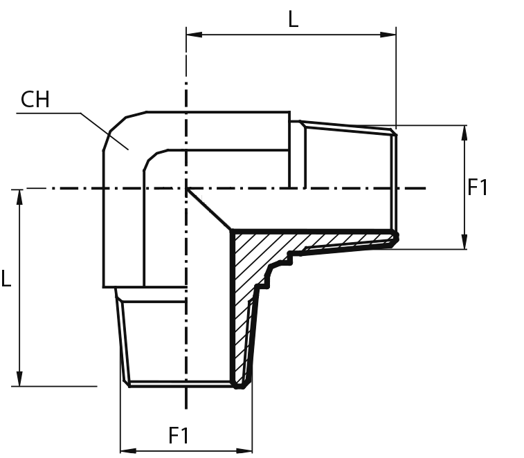 90° Adaptor male BSPT - male BSPT