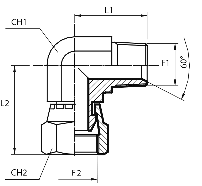 0° Adaptor male BSPT - swivel female BSPP