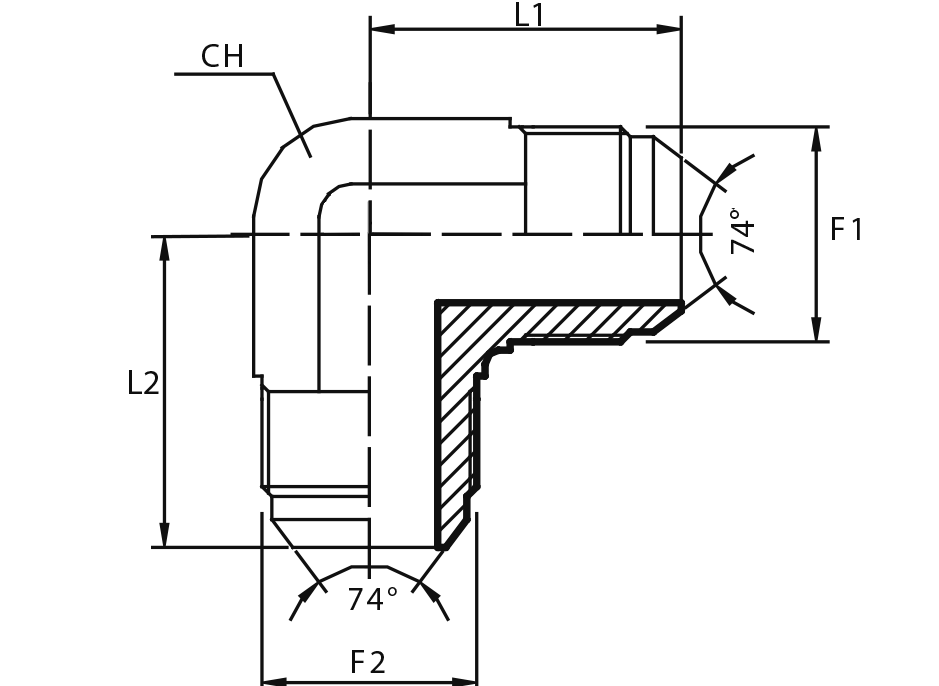 90° Adaptor male JIC - male JIC