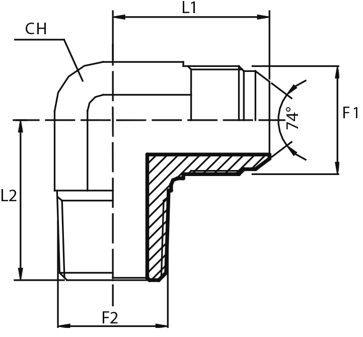 90° Adaptor male JIC - male NPT