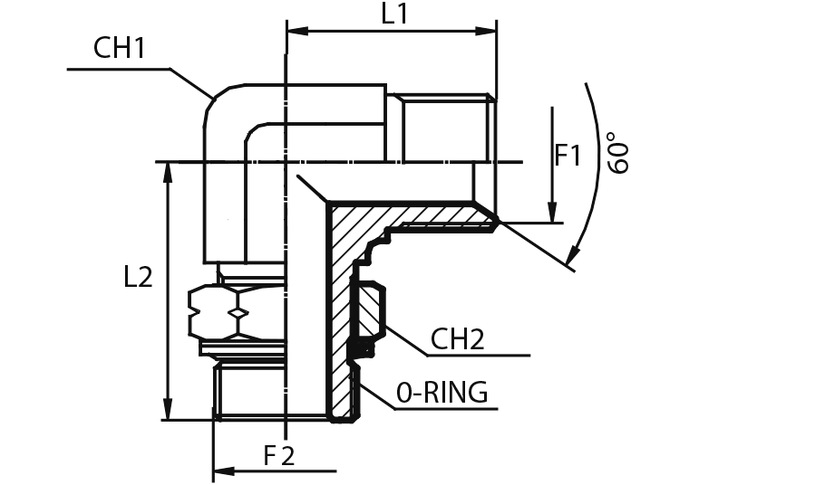 90° adjustable Adaptor metric male - metric male