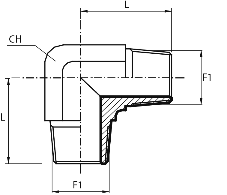 90° Adaptor male NPT - male NPT