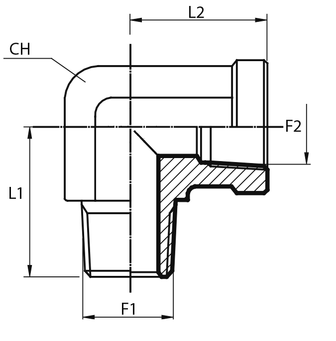 90° Adaptor male NPT - fixed female NPT