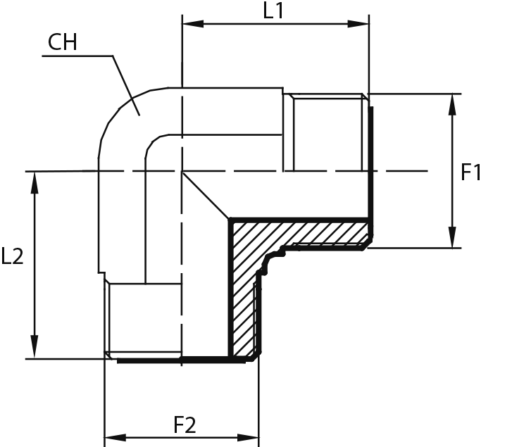 90° Adaptor male ORFS - male ORFS