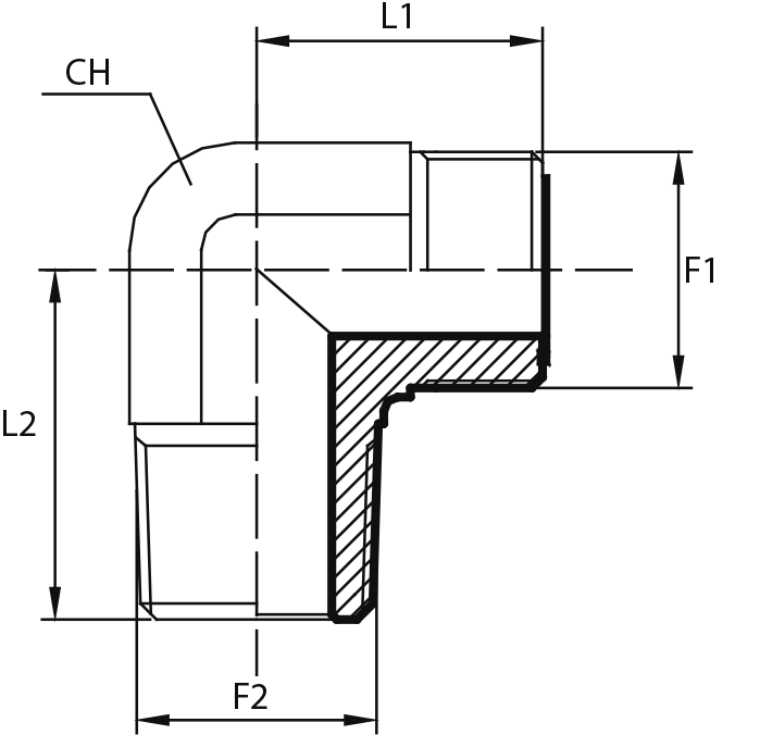 90° Adaptor male ORFS - male NPT